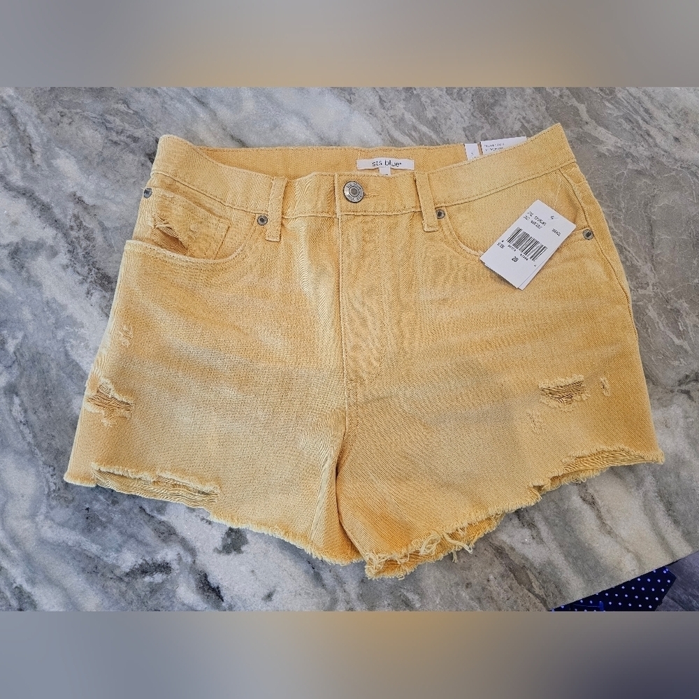 NWT! STS Blue marigold high rise distressed denim shorts Layne style Size 28 New